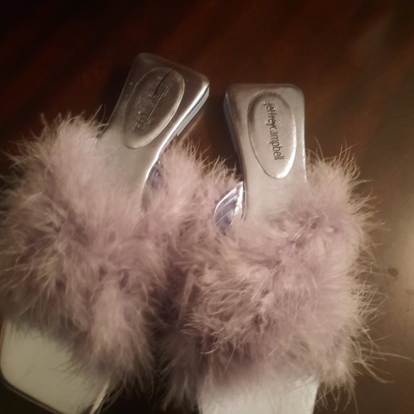 Women's Jeffrey Campbell Crush On U 2 Feather Slide Sandal, Size 9.… - Picture 3 of 4